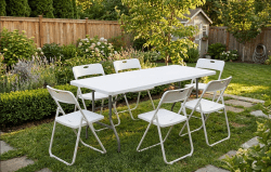 Table20and20chairs20set20up 1782488658 Green Top Bounce House w/ Slide