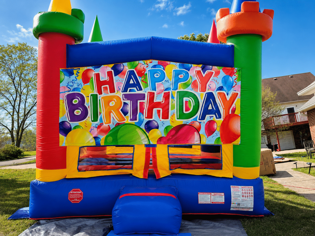 Rainbow Castle Bounce Birthday Banner